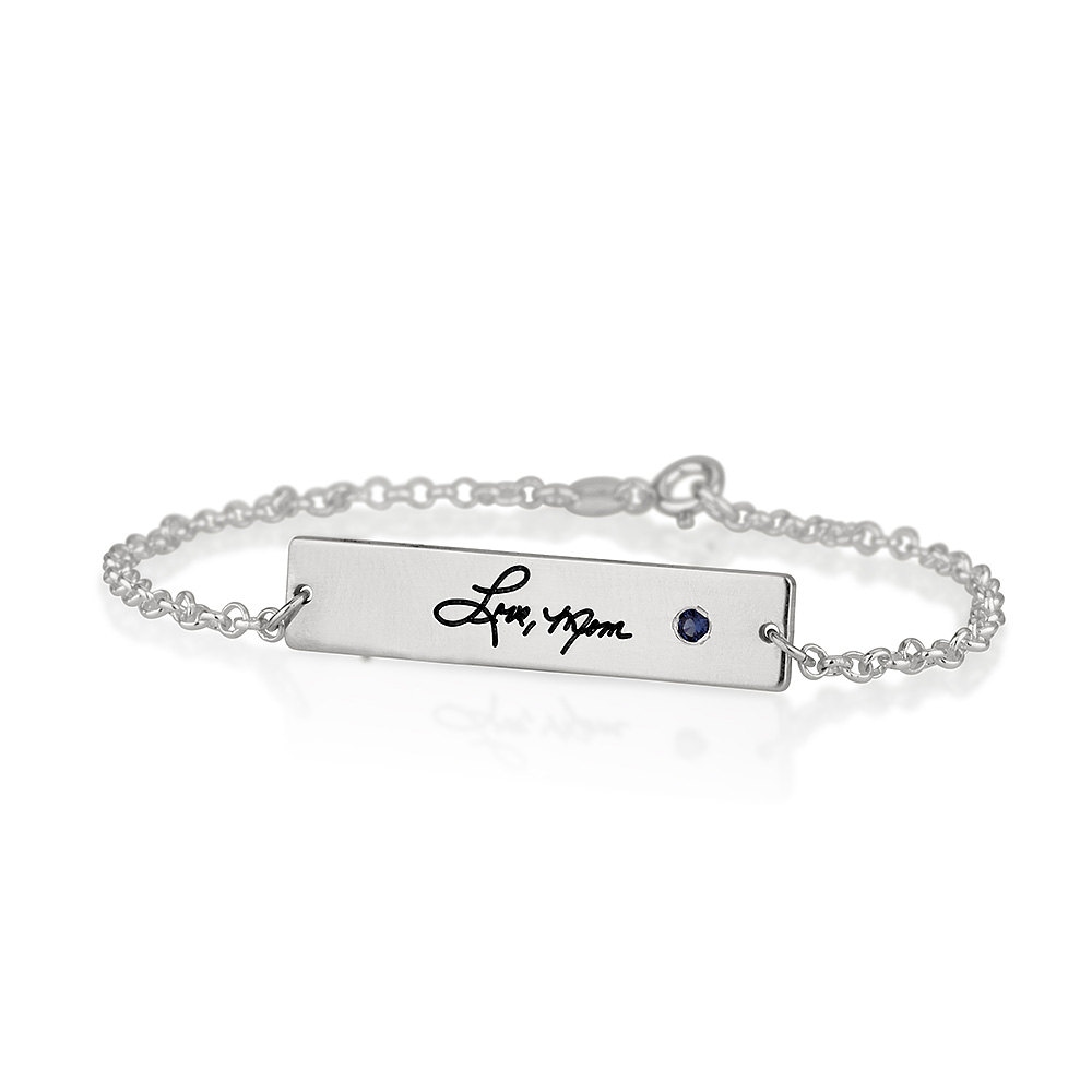 Handschrift Geburtsstein Armband - Personalisiertes Sterling Silber Namensschild von CarolJewelryArt