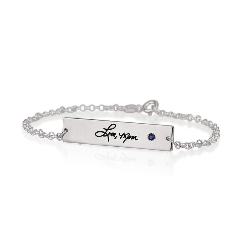 Handschrift Geburtsstein Armband - Personalisiertes Sterling Silber Namensschild von CarolJewelryArt