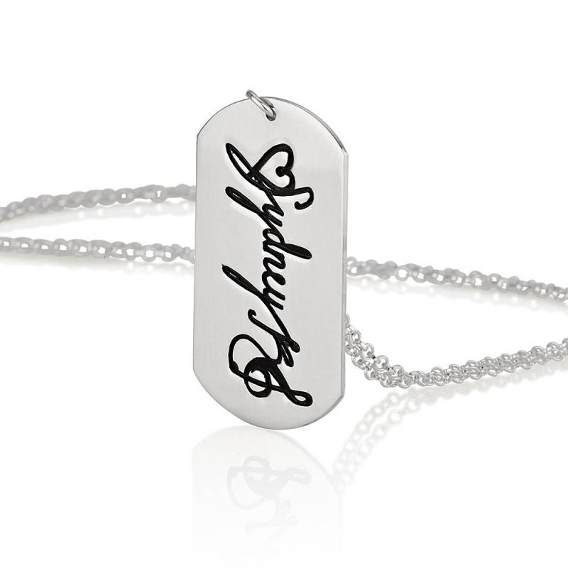 Handgeschriebene Halskette Aus Sterlingsilber - Personalisierte Dog Tag Andenken von CarolJewelryArt