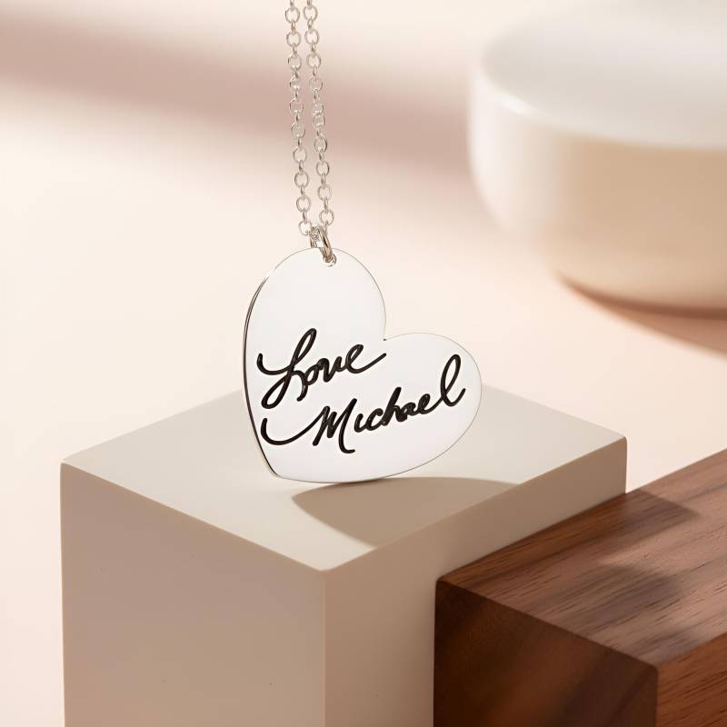 Handschrift Herz Halskette - Personalisierter Sterling Silber Signature Schmuck von CarolJewelryArt