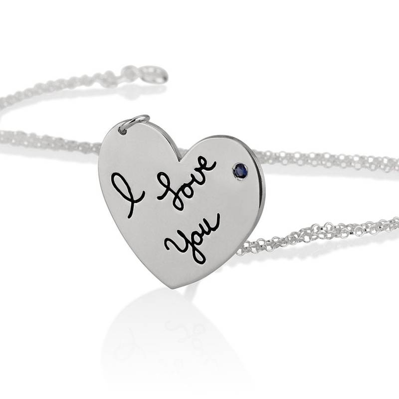 Maßgefertigte Herz Halskette Echte Handschrift Schmuck - Mit Ihrer Persönlichen Unterschrift Und Geburtsstein von CarolJewelryArt
