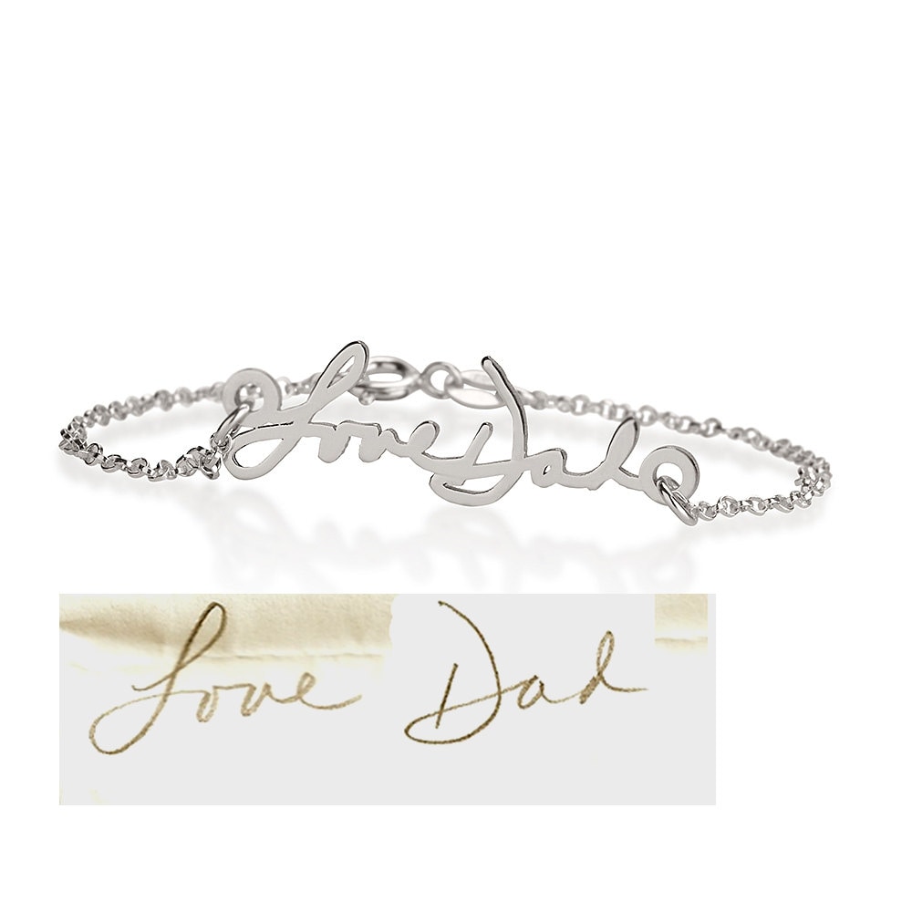 Memorial Signatur Armband - Personalisierte Handschrift Andenken Schmuck in Sterling Silber von CarolJewelryArt