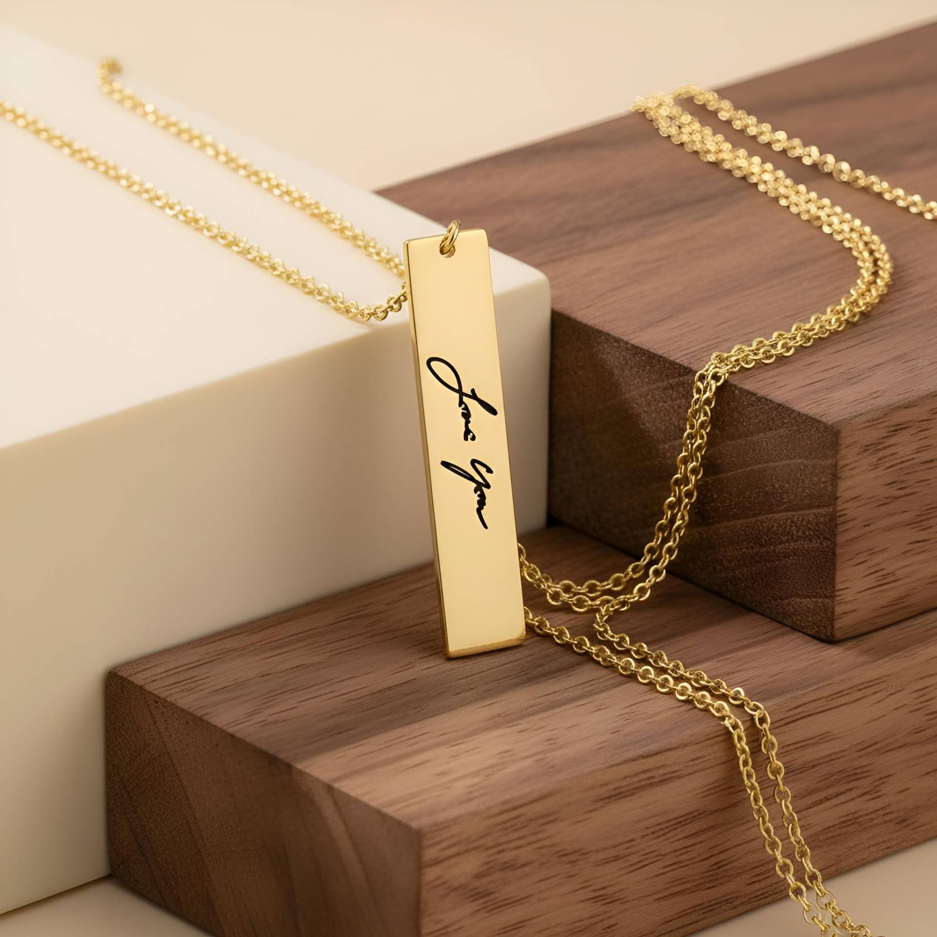 Personalisierte Handschrift Bar Halskette - Sterling Silber, Vergoldet von CarolJewelryArt
