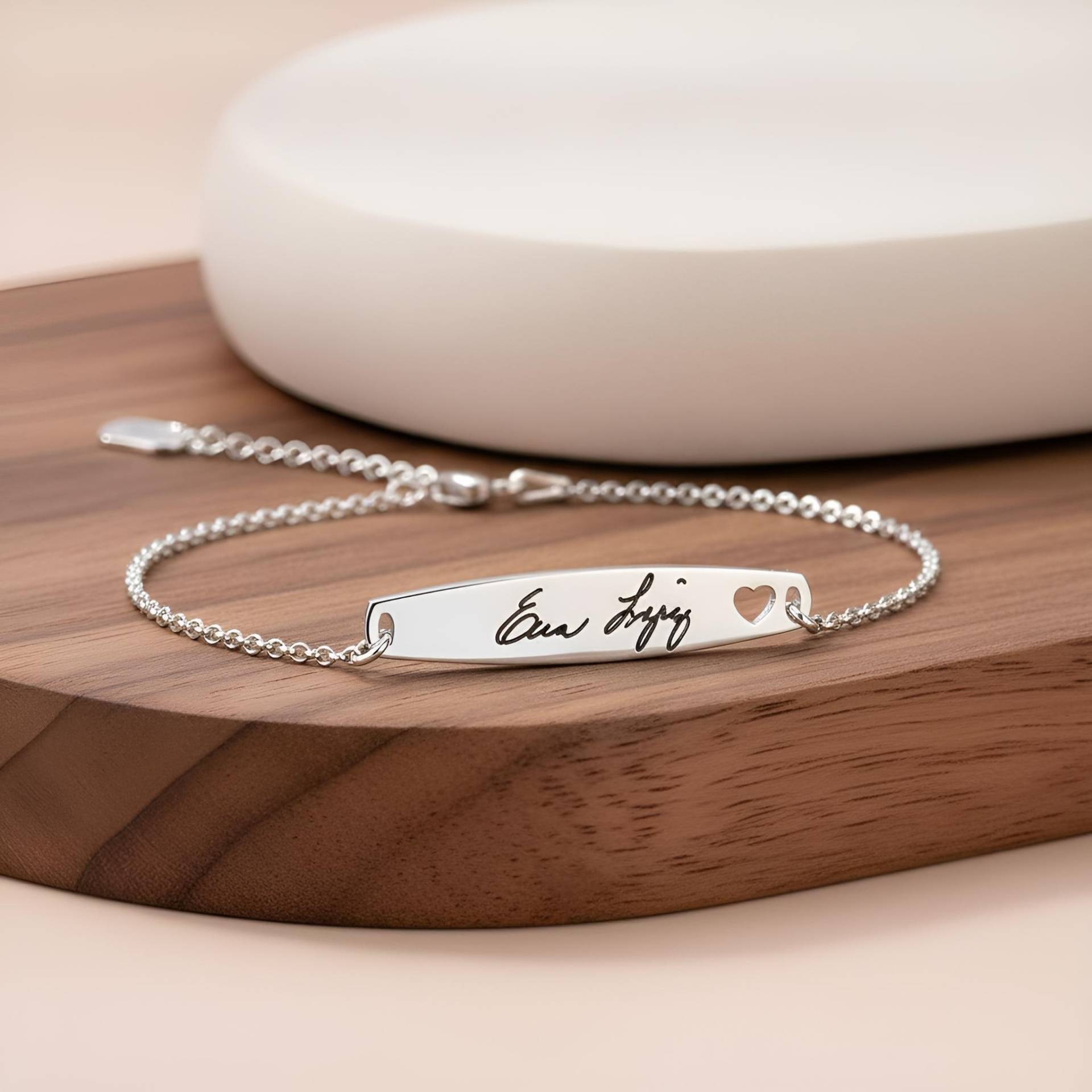 sterling Silber Handschrift Armband Personalisiertes Signature Bar Armband von CarolJewelryArt