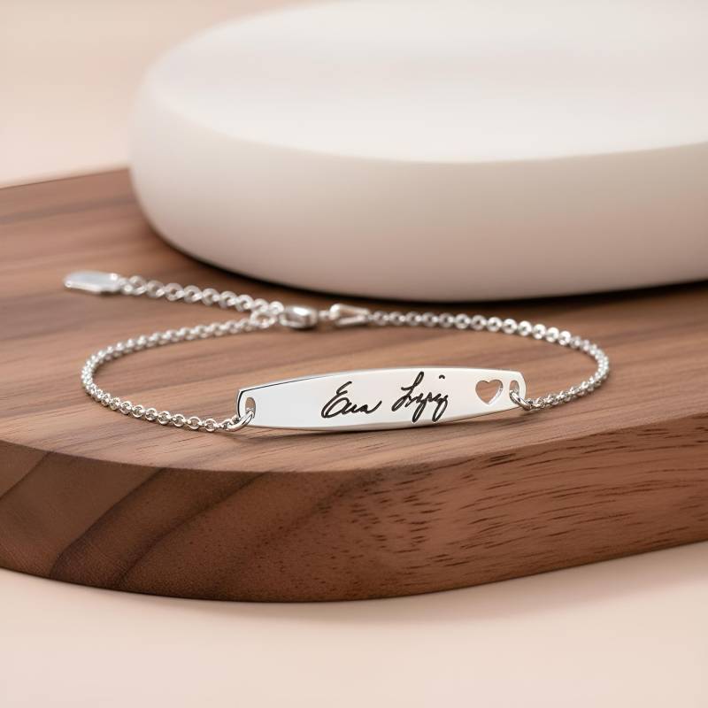 sterling Silber Handschrift Armband Personalisiertes Signature Bar Armband von CarolJewelryArt