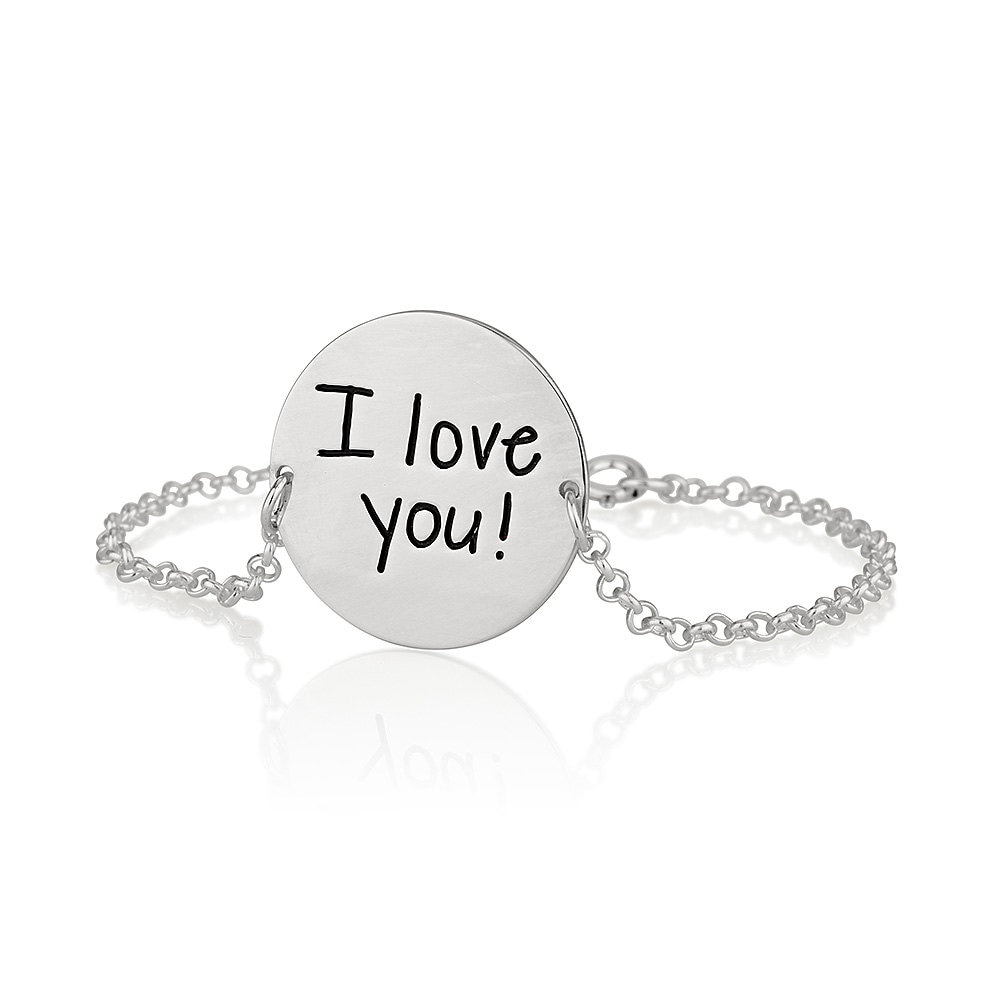 Handschrift Disc Armband - Personalisierter Sterling Silber Signature Schmuck von CarolJewelryArt