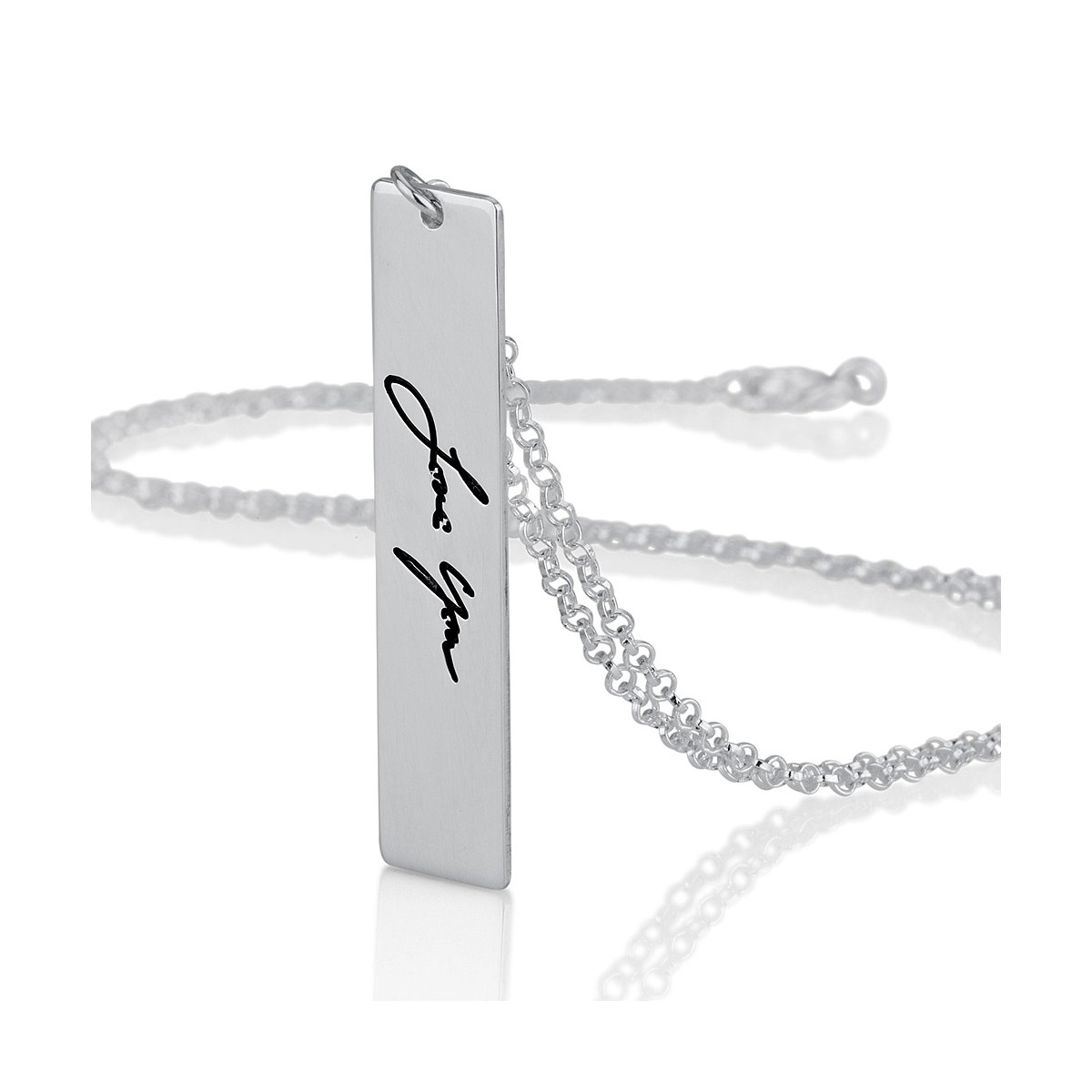 Signatur Vertikale Bar Halskette - Personalisierte Handschrift Andenken Schmuck Geschenk Zum Valentinstag von CarolJewelryArt