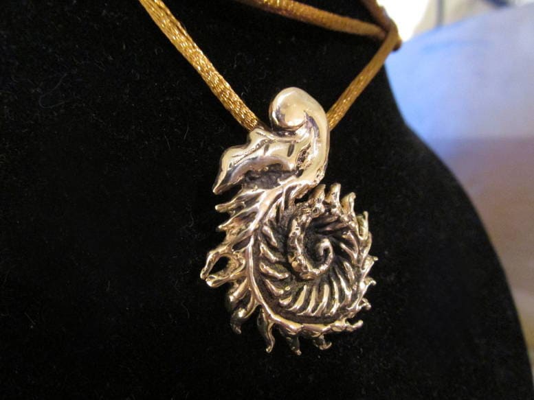 Blatt Anhänger, Halskette, Solid Bronze, Farn Bronze Blatt, Natur, Spirale, Geschenk Für Sie, Ihn von CarolPhillipsArt