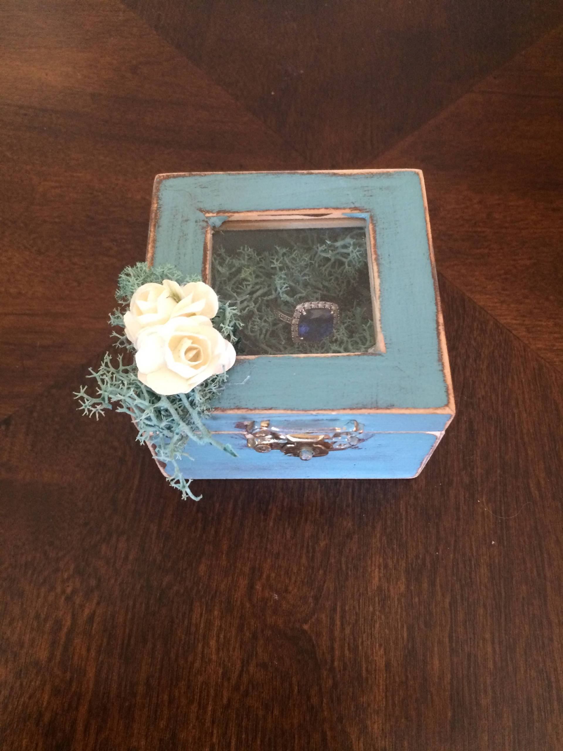 Ringschatulle Blau Aus Holz Shabby Chic Hochzeitsvorschlag Ringschatulle Blau Aus Holz Shabby Chic Hochzeitsvorschlag von CarolaFlowerDesigns