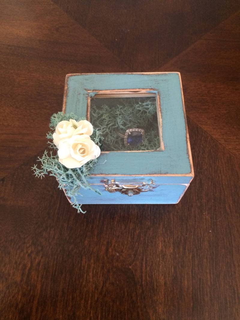 Ringschatulle Blau Aus Holz Shabby Chic Hochzeitsvorschlag Ringschatulle Blau Aus Holz Shabby Chic Hochzeitsvorschlag von CarolaFlowerDesigns