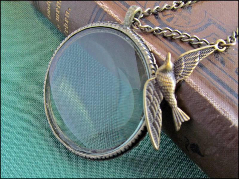 Große Lupe An Einer Kette Bronzefarben Mit Schwalbe von CarolandMeShop