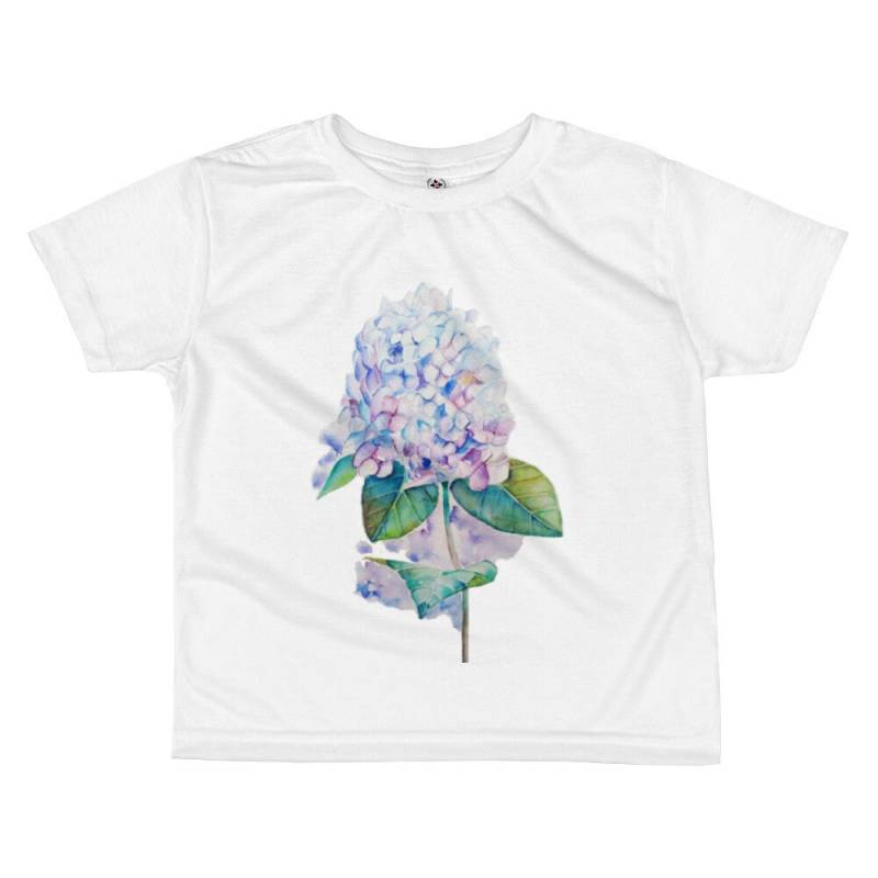 Aquarell Hydrangea All-Over Kids Sublimation T-Shirt von CarolbabyArt