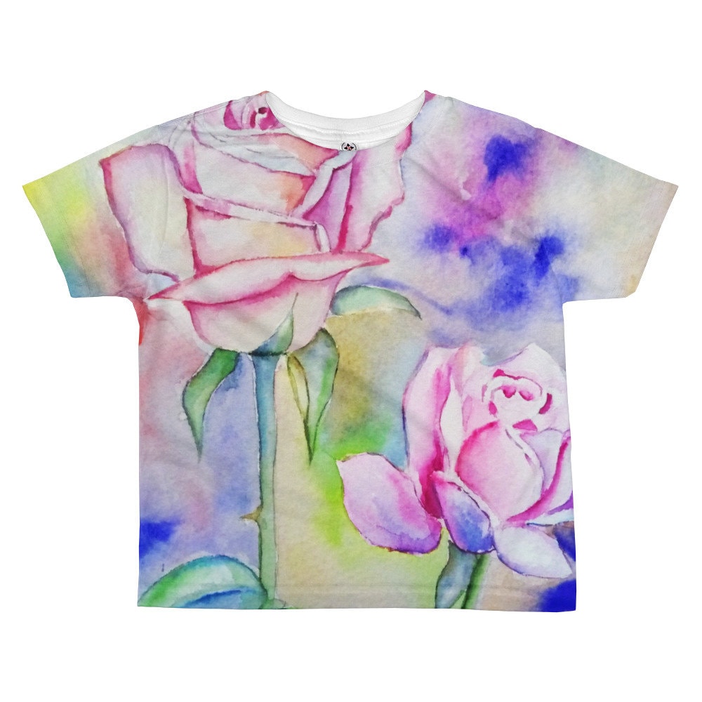 Aquarell Rose All-Over Kids Sublimation T-Shirt von CarolbabyArt