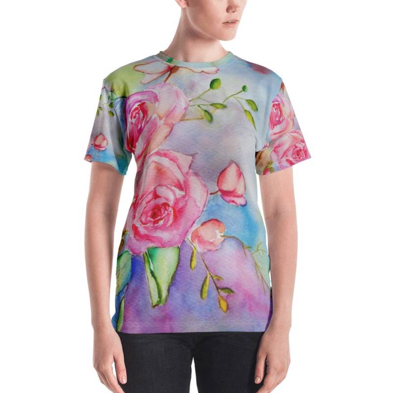 Aquarell Rose Damen T-Shirt von CarolbabyArt