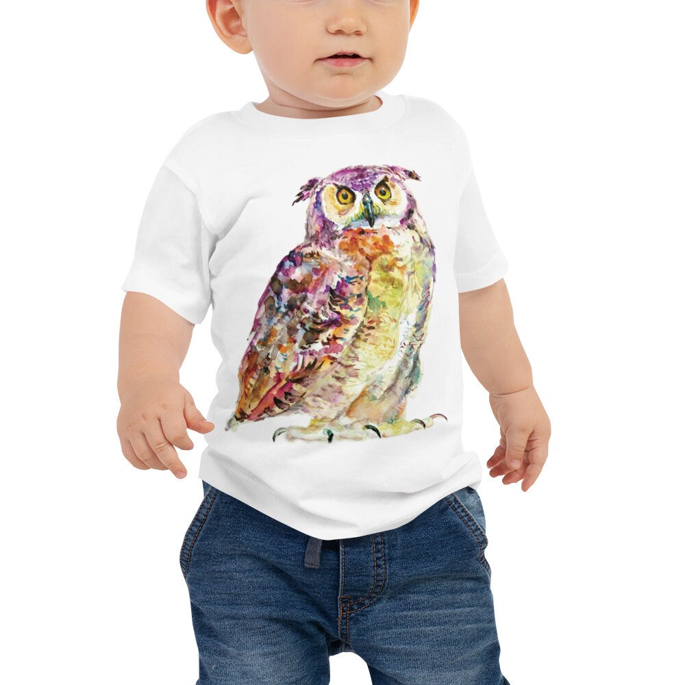 Hand Bemalt Aquarell Eule Baby Jersey Kurzarm T-Shirt Hand Bemalt Aquarell Eule Baby Jersey Kurzarm T-Shirt von CarolbabyArt