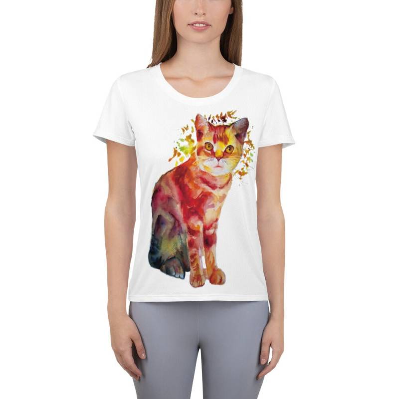 Hand Malen Aquarell Katze All-Over Print Damen Athletic T-Shirt Hand Malen Aquarell Katze All-Over Print Damen Athletic T-Shirt von CarolbabyArt