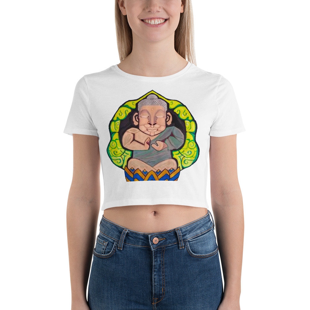 Handgemalte Poster Farbe Buddha Meditation Frauen Crop T Handgemalte Poster Farbe Buddha Meditation Frauen Crop T von CarolbabyArt