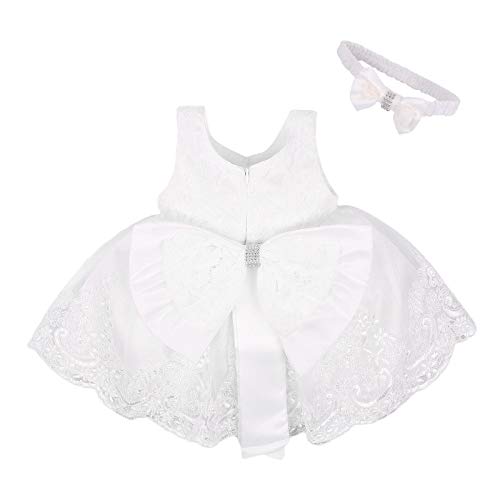 Carolilly Baby Mädchen Kleid Festlich Abendkleid Prinzessin Kleid Tutu Partykleid für Kleinkind Mädchen Brautjungfer Hochzeit Geburtstag (Weiß C, 3-6 Monate) von Carolilly