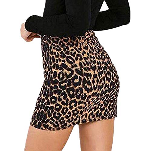 Carolilly Bodycon Rock Damen Minirock Leopard Bleistiftrock Damen A Linie Rock für Frauen High Waist Rock (Braun A, M) von Carolilly