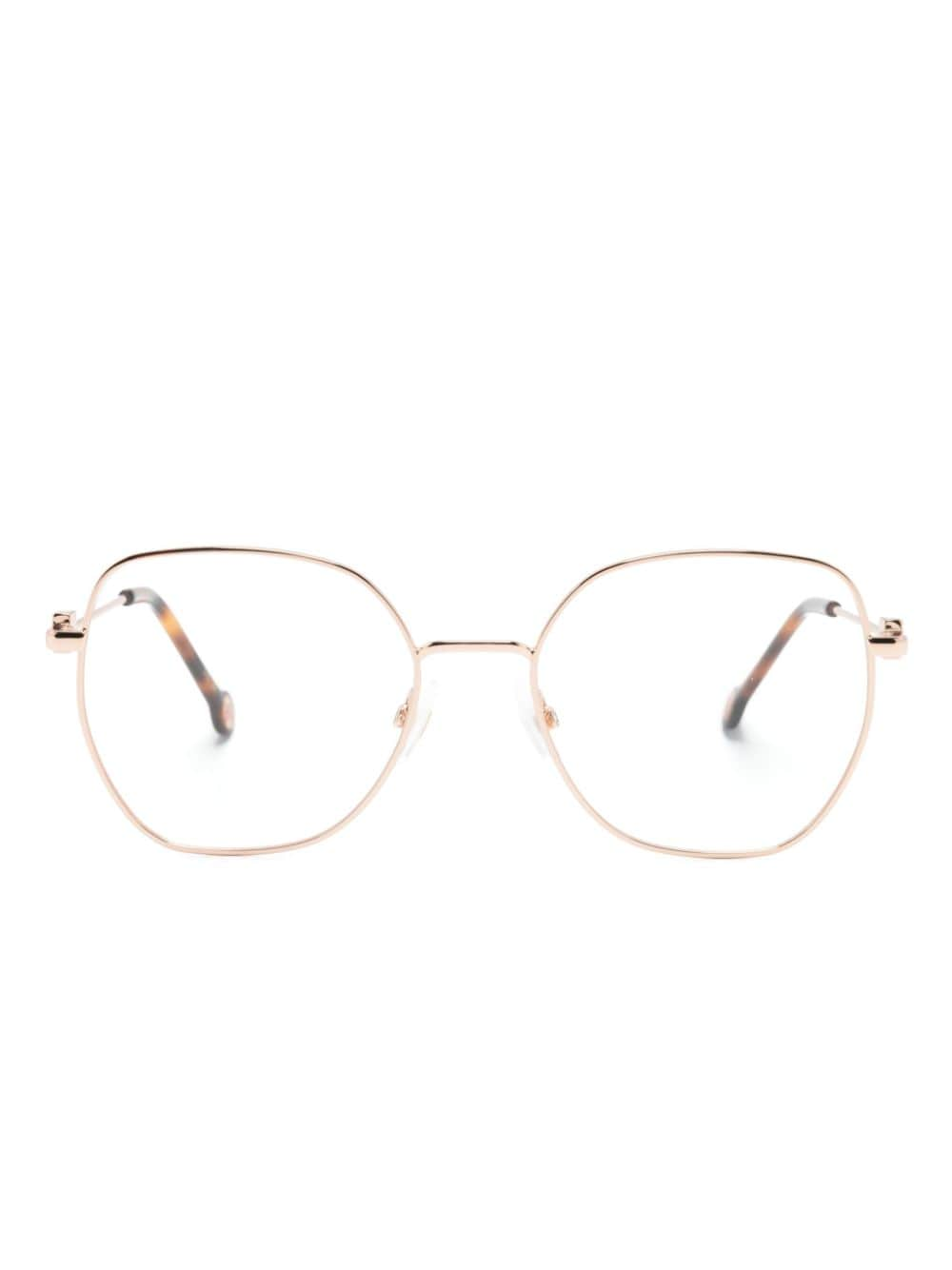 Carolina Herrera Geometrische Brille in Schildpattoptik - Gold von Carolina Herrera