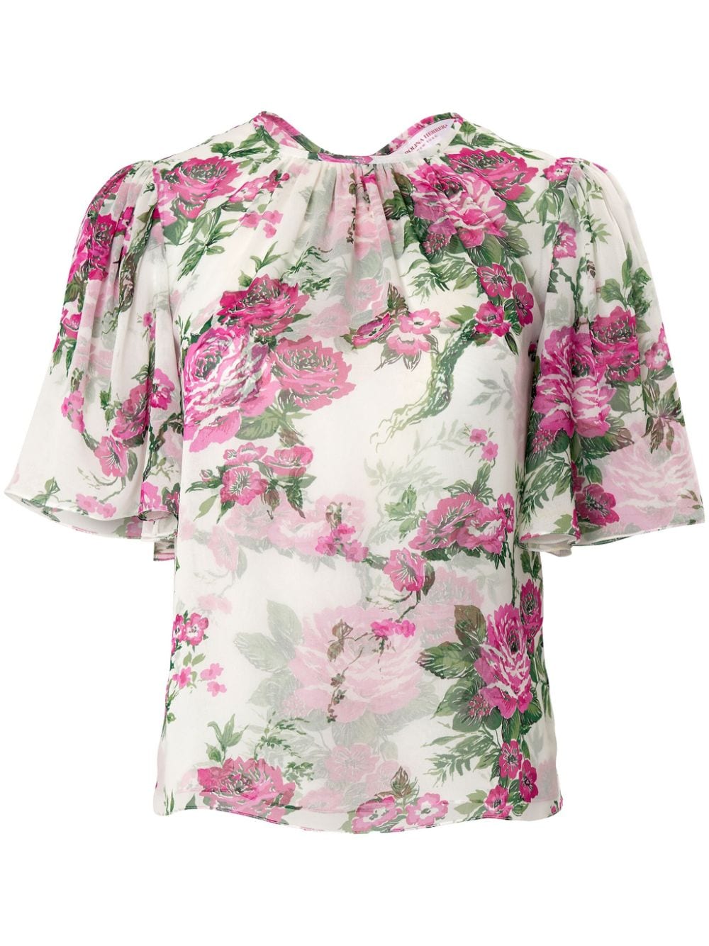 Carolina Herrera Geraffte Seidenbluse mit Blumen-Print - Weiß von Carolina Herrera