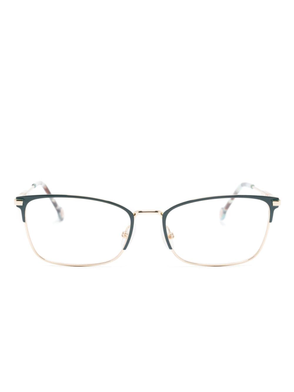 Carolina Herrera Eckige Brille mit Logo-Schild - Gold von Carolina Herrera