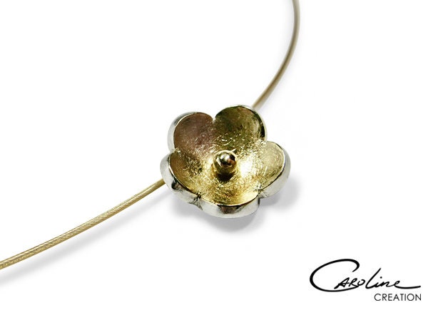 Anhänger | Goldene Blüte Gold Und Silber von CarolineCreationArt