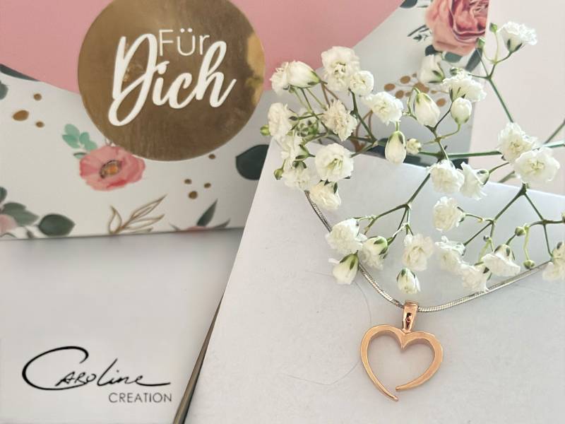 Anhänger | Offenes Herz Silber Rosèvergoldet Mittel von CarolineCreationArt