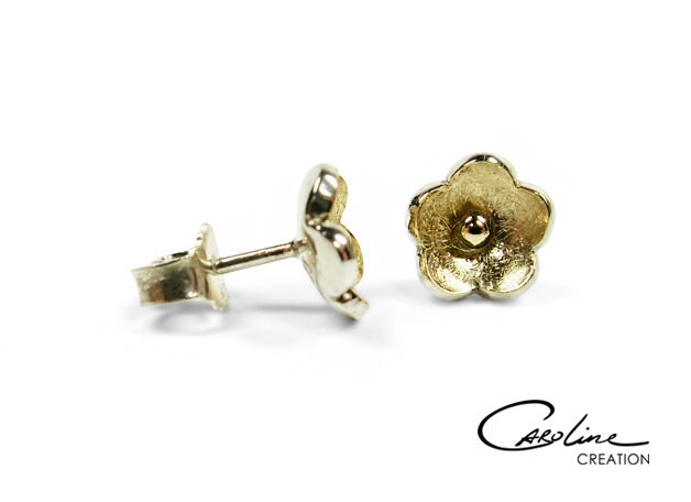 Ohrstecker | Goldene Blüte Gold Und Silber von CarolineCreationArt