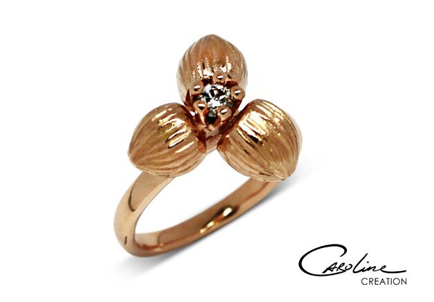 Ring | Drei Haselnüsse Roségold Brillant von CarolineCreationArt
