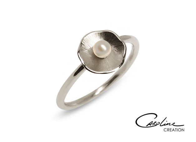 Ring | Fiore Weißgold Akoyaperle von CarolineCreationArt