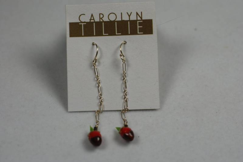 Chocolate Covered Strawberry Ohrringe - Polymer Clay Und Sterling Silber von CarolynTillieAtelier