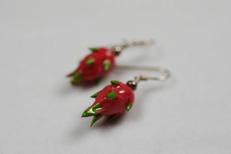 Dragonfruit Ohrringe - Polymer Clay Und Sterling Silber von CarolynTillieAtelier