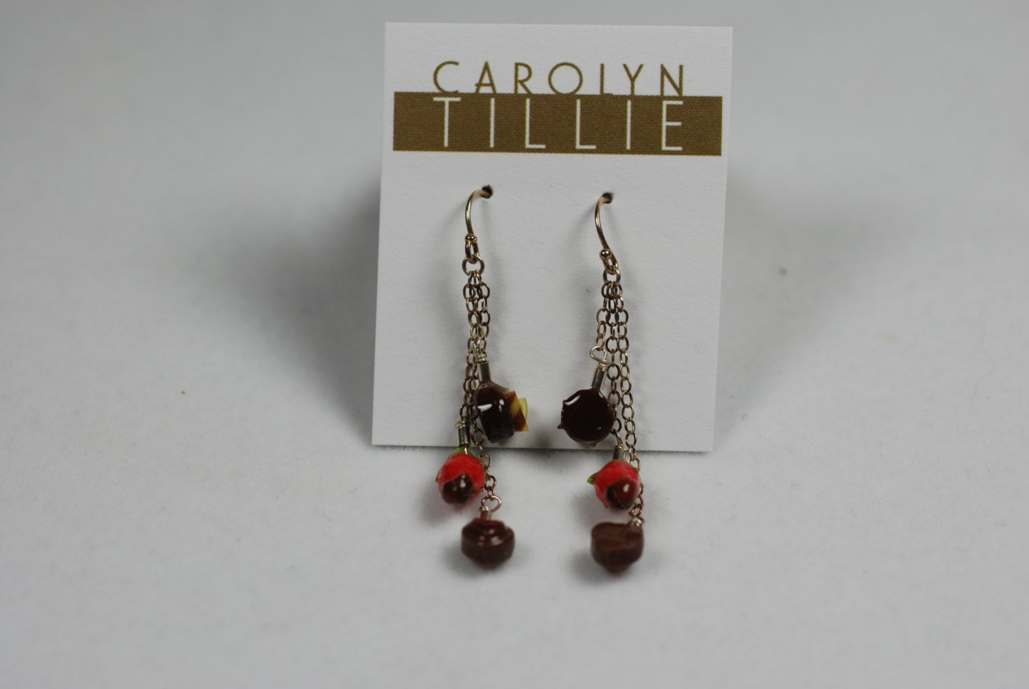 Miniatur-Schokolade Praline-Ohrringe - Polymer Clay Und Sterling Silber Miniatur-Schokolade Praline-Ohrringe - Polymer Clay Und Sterling Silber von CarolynTillieAtelier