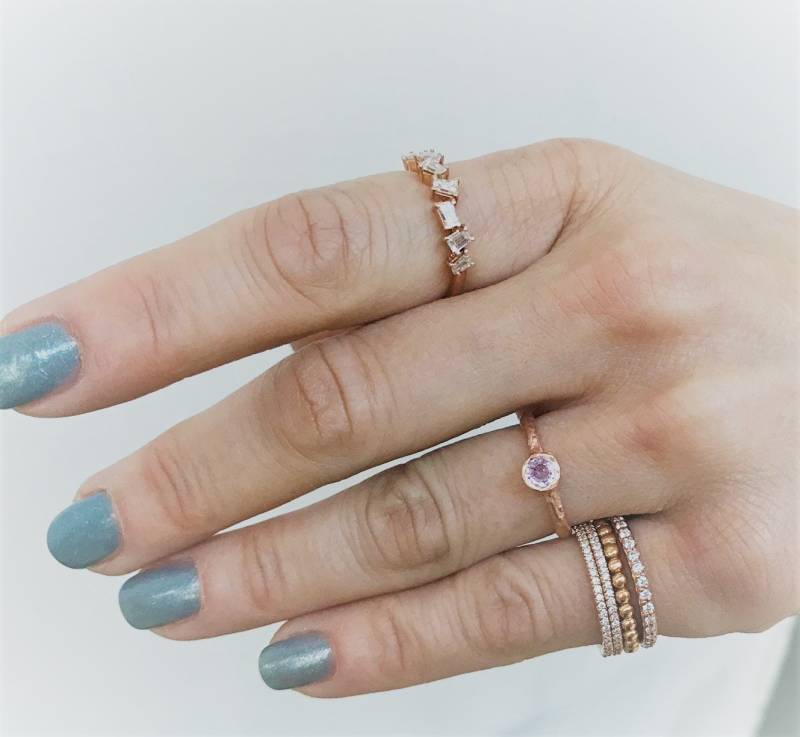 Ehering, 14 Karat Gold Baguette Diamanten Ring, 14K Rose, Gelb, Weißgold Ring Mit Diamanten von CarolynaKJewelry