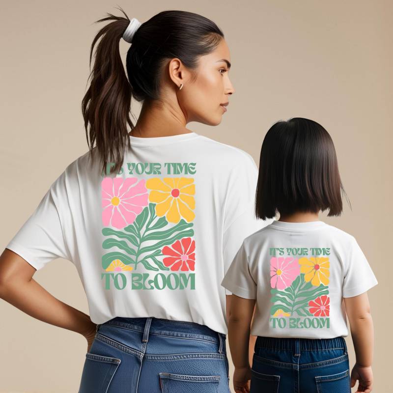 Tshirt Print Boho Botanic Matching Outfit Sommer Mama Partnerlook Mommy & Me Tochter Oversize Nachhaltig Blumen Geschenk von CarotivStore