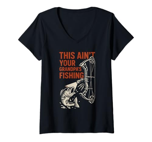 Damen Bowfishing Bogenschießen Angeln Club Fisch mit Bogen Nachtausrüstung T-Shirt mit V-Ausschnitt Damen Bowfishing Bogenschießen Angeln Club Fisch mit Bogen Nachtausrüstung T-Shirt mit V-Ausschnitt von Carp Hunting Outdoor Sports Bowfishing Tournament