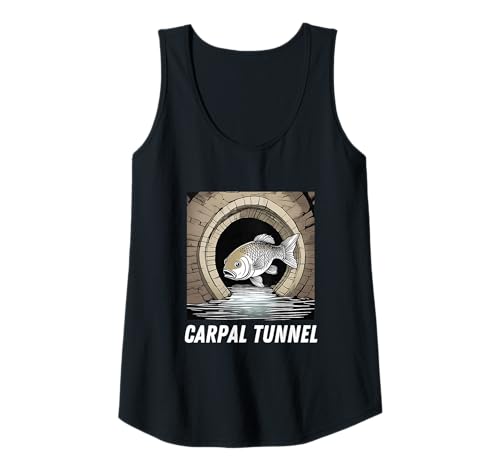 Damen Karpaltunnel Karpfen Fisch in einem Tunnel Wortspiel Papa Scherzentwickler Tank Top Damen Karpaltunnel Karpfen Fisch in einem Tunnel Wortspiel Papa Scherzentwickler Tank Top von Carp Tunnel Co.