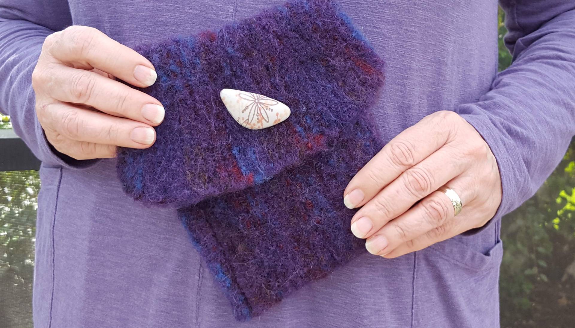 Handgestrickte Gefilzte Wolle Clutch - Lila Boho Geldbörse von CarpeFibra