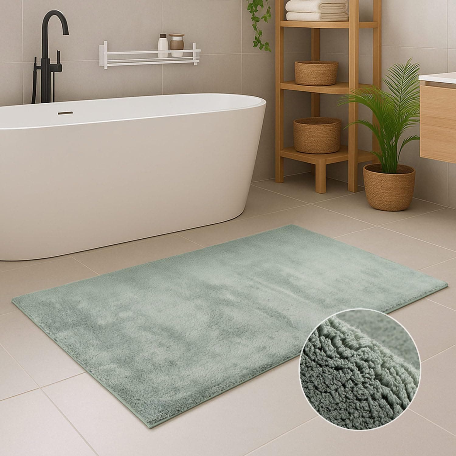 Carpet City Badematte "PURE500, Badteppich uni" Höhe 16 mm rutschhemmend beschichtet schnell trocknend Teppich Badezimmer, Badvorleger, Anti-Rutsch, Waschbar, Duschmatte von Carpet City