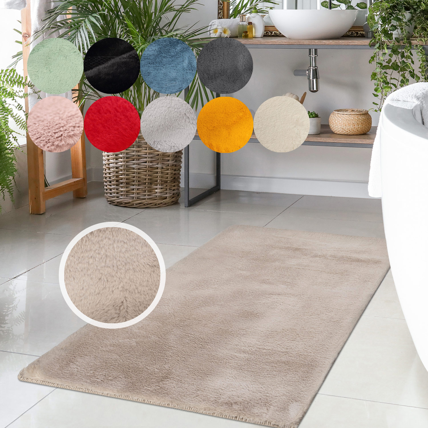 Carpet City Badematte "Topia Mats, Badteppich uni" Höhe 14 mm rutschhemmend beschichtet strapazierfähig Hochflor, Kaninchen Haptik, Polyester, Badezimmerteppich, waschbar Carpet City Badematte "Topia Mats, Badteppich uni" Höhe 14 mm rutschhemmend beschichtet strapazierfähig Hochflor, Kaninchen Haptik, Polyester, Badezimmerteppich, waschbar von Carpet City