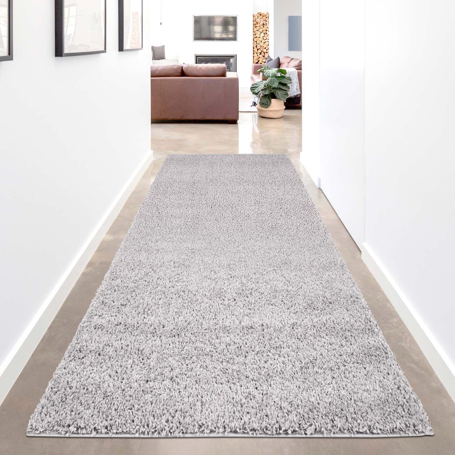Carpet City Hochflor-Läufer "Shaggi uni 500", rechteckig, Shaggy-Teppich, Uni Farben, ideal für Flur & Diele, Langflor, Weich von Carpet City