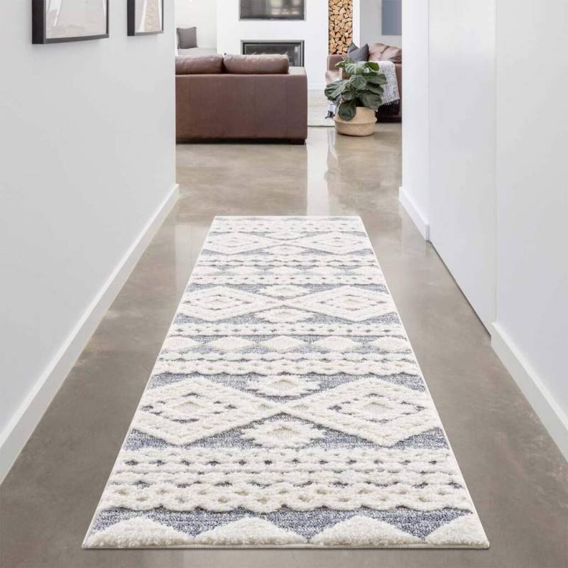 Carpet City Hochflor-Teppich "Focus 3005" rechteckig 20 mm Höhe Läufer, Boho, Hochtief-Muster/ 3D-Effekt, für Wohnzimmer, Schlafzimmer von Carpet City