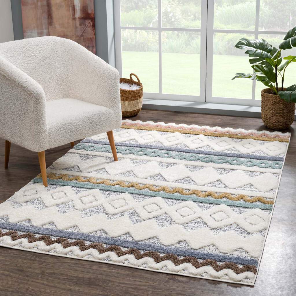 Carpet City Hochflor-Teppich "Focus 3013" rechteckig 20 mm Höhe Läufer, Boho, Hochtief-Muster/ 3D-Effekt, für Wohnzimmer, Schlafzimmer von Carpet City