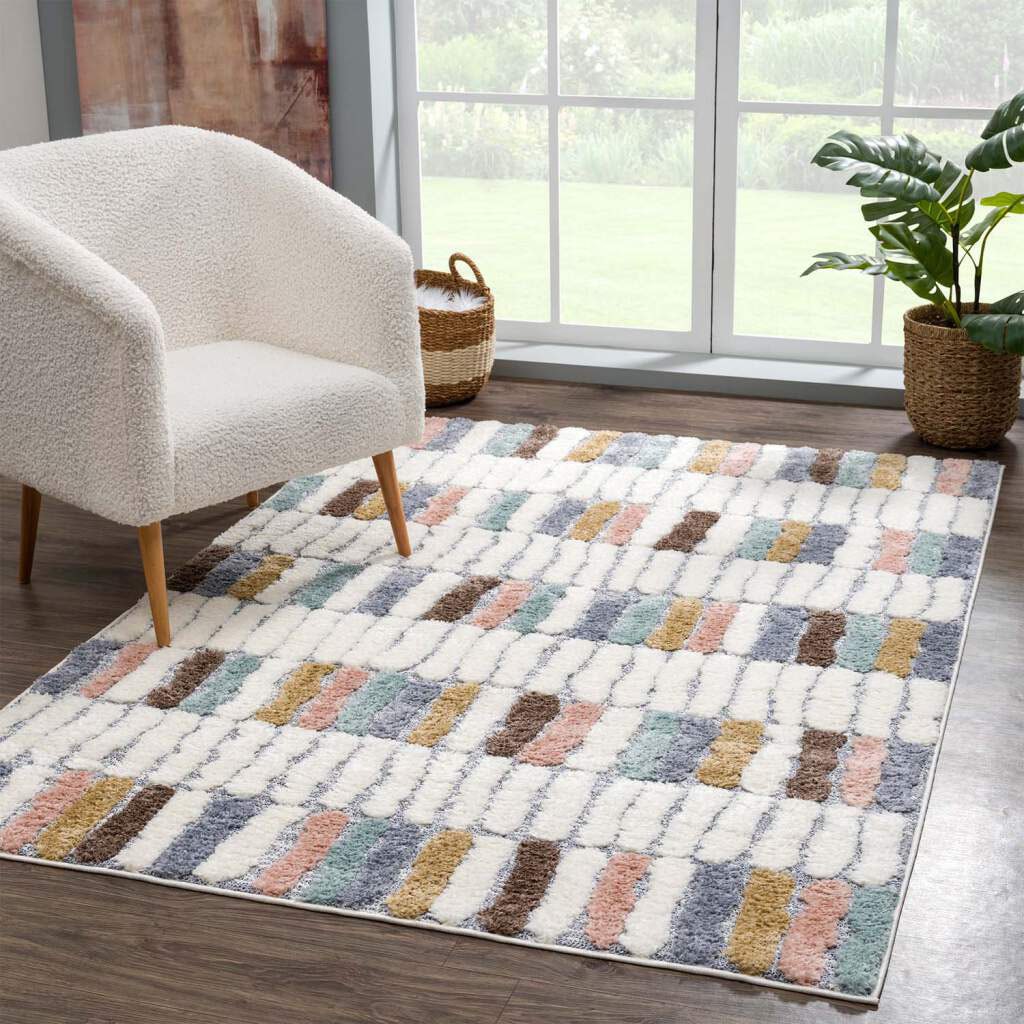 Carpet City Hochflor-Teppich "Focus 3032" rechteckig 20 mm Höhe Läufer, Boho, Hochtief-Muster/ 3D-Effekt, für Wohnzimmer, Schlafzimmer von Carpet City