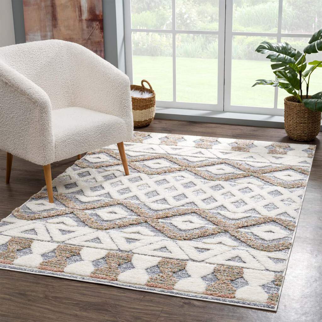 Carpet City Hochflor-Teppich "Focus 3050" rechteckig 20 mm Höhe Läufer, Boho, Hochtief-Muster/ 3D-Effekt, für Wohnzimmer, Schlafzimmer von Carpet City