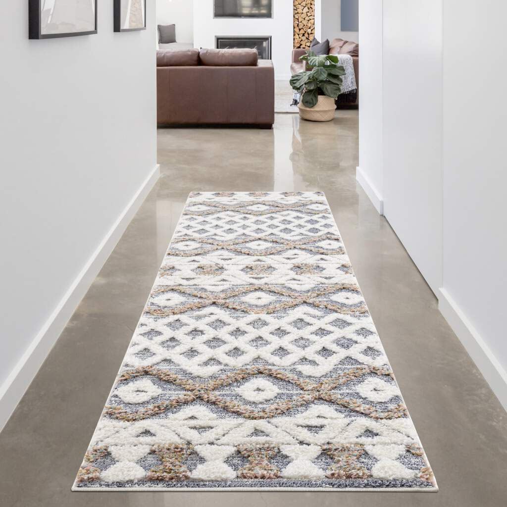Carpet City Hochflor-Teppich "Focus 3050" rechteckig 20 mm Höhe Läufer, Boho, Hochtief-Muster/ 3D-Effekt, für Wohnzimmer, Schlafzimmer von Carpet City