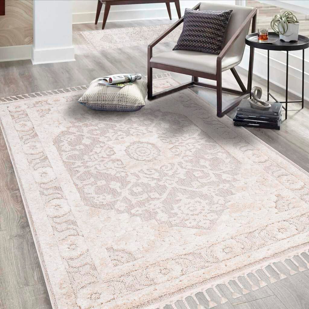 Carpet City Hochflor-Teppich "Valencia 732" rechteckig 20 mm Höhe Läufer, Boho-Stil, 3D-Effekt, Relief, Hoch-Tief-Struktur, mit Fransen von Carpet City