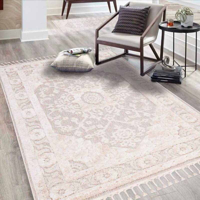 Carpet City Hochflor-Teppich "Valencia 732" rechteckig 20 mm Höhe Läufer, Boho-Stil, 3D-Effekt, Relief, Hoch-Tief-Struktur, mit Fransen von Carpet City
