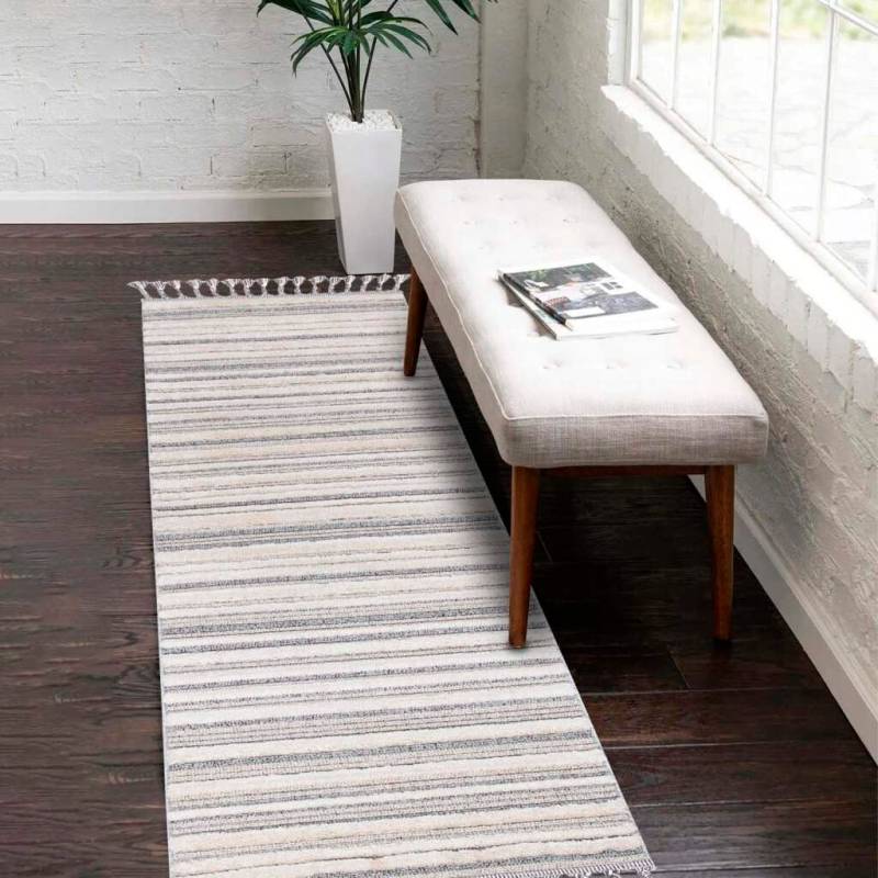 Carpet City Hochflor-Teppich "Valencia 807" rechteckig 20 mm Höhe Läufer, Boho-Stil, 3D-Effekt, Streifen, Hoch-Tief-Struktur, Fransen Carpet City Hochflor-Teppich "Valencia 807" rechteckig 20 mm Höhe Läufer, Boho-Stil, 3D-Effekt, Streifen, Hoch-Tief-Struktur, Fransen von Carpet City